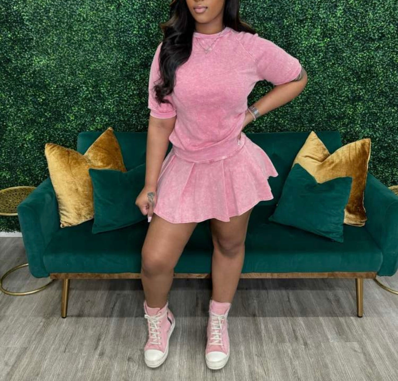 “We Stress Them Boy’s” skirt set (Pink)