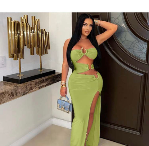 Green majestic Maxi Dress