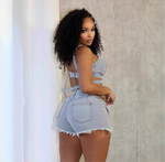 “Giddy up”denim 2 piece short set
