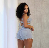 “Giddy up”denim 2 piece short set