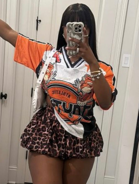 Leopard Jersey skirt set