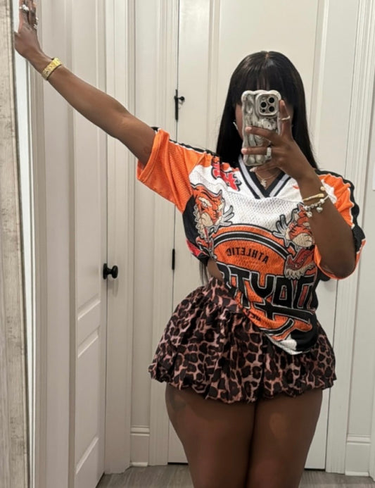 Leopard Jersey skirt set