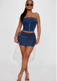 “Act Bad” Denim skirt set