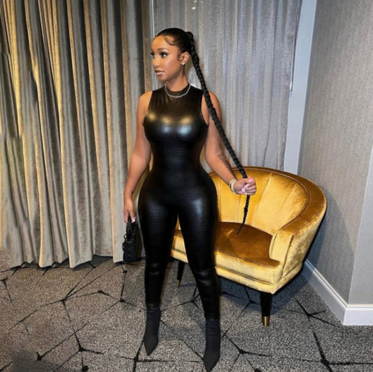 Faux Leather Jumpsuits